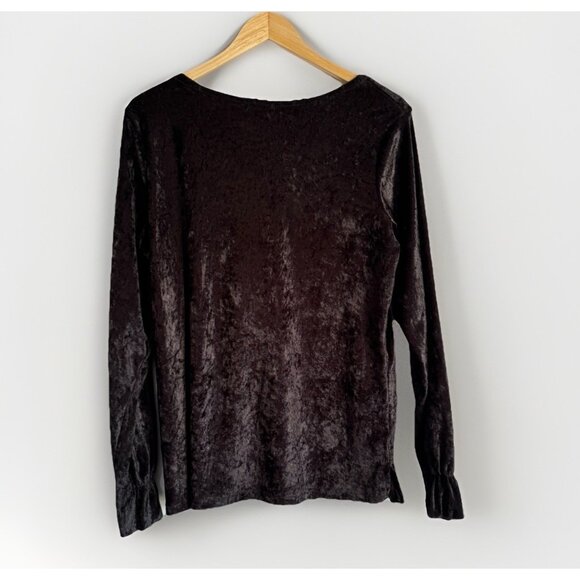 VTG One Step Up Womens 1X Black Velvet Top Keyhole Neck Gathered Cuffs Holiday - Picture 7 of 8